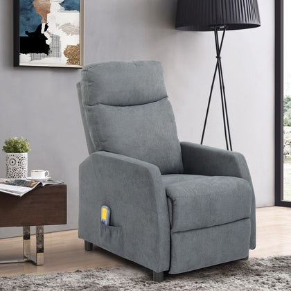 Massage Recliner Chair Heating Sofa Fabric Upholstered Armchair with Controller