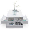 High Gloss Coffee Table With Storage 2 Drawer Wooden Living Room RGB LED Lights
