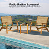 3 Piece Wooden Garden Bistro Set Acacia Wood Table Rattan Chairs Patio Furniture