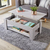 Grey Wooden Coffee Table With Lift Up Top Storage Area and Magazine Shelf