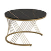 Nesting Coffee Tables Set of 2 Marble Look Tabletop Side End Tables With Drawer