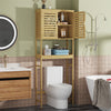Large Bamboo Over-The-Toilet Storage Cabinet Bathroom Rack with Adjustable Shelf