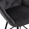 2x Grey Velvet Bar Stools with Foot rest Tufted stitching Seat Chairs