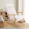 Creamy Fabric Upholstered Rocking Chair Living Room Nap Relaxing Rocker Armchair