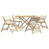 5 Piece Folding Bistro set with White Cushions Bamboo W1R8