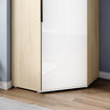 High Gloss Corner Wardrobe White&Oak Bedroom Furniture with Hanging Rail Shelves