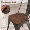 4 Pcs Stackable Kitchen Side Chairs with Wood Seat-Gun