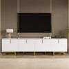 Modern TV Stand Cabinet TV Entertainment Centre Unit mit Gold Metal Legs, White