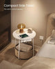 White Bedside Table with Basket & Cubby End Side Table w/ Charging Station