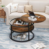 Lift Top Round Coffee Table with Storage Compartment, Living Room, Brown