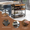 Home Bar Serving Cart 3-Tier Rustic Rolling Bar Cart Mobile Storage Wine Rack