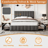 Upholstered Storage Double Bed Frame with Adjustable Headboard 135x190cm, Grey