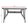 150cm Rectangle Metal Garden Dining Table Glass Top w/Parasol Hole Outdoor Patio