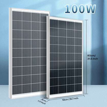 100W Solar Panel 18V Monocrystalline Module PV Power RV Trailer Van Camping