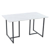 Dining Table 140 cm Rectangular Marble Effect Kitchen Table w/ Black Metal Legs