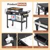 Foldable Pizza Oven Stand Outdoor Grill Cart Trolley 2-Tier BBQ Table w/ Wheels
