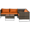 4Pcs Patio Rattan Sofa Garden Furniture Set with Table Cushions Orange