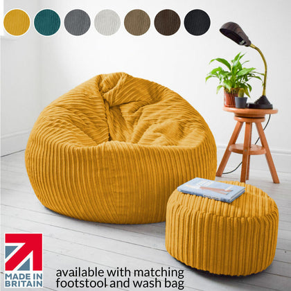 Large Adults Bean Bag Jumbo Cord Classic Kids Beanbag Slouchbag™ Filled Washable