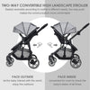 2 in 1 Baby High Landscape Stroller Foldable Toddler Reversible Stroller Grey
