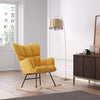 Rocking Chair Leisure Armchair Mattress Mustard Yellow Rocker Sofa Linen Fabric