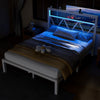 4ft6 Heavy Duty Metal Bed Frames with LED Light Headboard & Charging Socket Vjdm