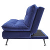 3 Seater Sofa Bed Blue Velvet Recliner Sofabed Click Clack Metal Leg Tufted Back