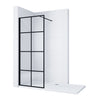 Black Walk In Shower Enclosure Wet Room Screen 8mm Tempered Glass Corner Cubicle