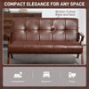 Compact Small Sofa with Solid Wood Frame, Vintage 2 Seater Sofa Brown