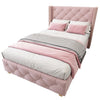 Luxury Upholstered Single Bed with Slatted Frame & Elegant Headboard Button Pink