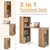 Computer Desk Wooden PC Laptop Table Writing Workstation 6-Tier Storage Shelves