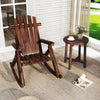 Outdoor Adirondack Rocking Chair for Adults with Slatted Seat-Brown