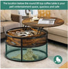 Round Lift Top Coffee Table with Storage Wood for Home Living Room Office Brown