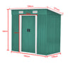 Outdoor Tool Box with Base Pent Roofing Steel Garden Shed House,Green,4ftx6ft