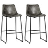 2× Bar Stools Vintage Leather Kitchen Counter Upholstered Chairs W/Footrests