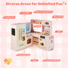 Wooden Kids Pretend Play Kitchen w/ Large Fridge & Ice Maker-Pink