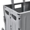 FOLDING SHOPPING CART PLASTIC CRATE TROLLEY STORAGE BOX WHEELS BOOT WITH LID 45L