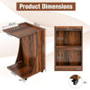 C-Shaped End Table Mobile Sofa Side Table Coffee Laptop Table W/ Swivel Casters
