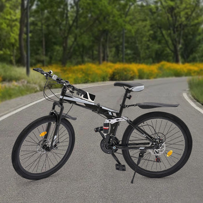 26 Inch Mountain Bike Disc Brake Bicycle 21-Speed MTB Black Mountain Bike 26