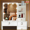 Dressing Table Mirror with 10LED Lights Stool Makeup Vanity Set Desk + 6 Drawers