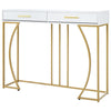 Modern White & Gold Console Table with 2 Drawers – 110cm MDF Metal Frame
