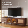TV Stand TV Entertainment Unit Rattan Storage Sideboard Cabinet with LED Lights