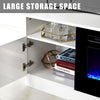 White 70inch TV Stand Cabinet w/ 32'' Electric Fireplace & LED Lights Furniture