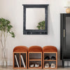 Carved Garden Mirror Wall Mounted Wooden Frame Outdoor Indoor Wood Grain Decor
