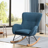 Solid Wood Rocking Chair Upholstered Linen/Velvet Fabric High Back Lounge Seat