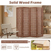 Bedroom Carved Privacy Screen 4-Panel Room Divider-Walnut