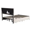 Upholstered Bed with LED Lights and 4 Storage Drawers Platform Bed Frame Beige