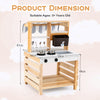 2-In-1 Wooden Mud Kitchen Double-Sided Kids Kitchen Playset w/ Canopy