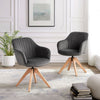 1 PC Dining Chair 360° Swivel Velvet Oak Solid Wood Legs Kitchen Room Chair