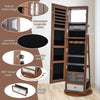 360° Swivel Jewelry Cabinet Floor Standing Lockable Full-Length Jewelry Armoire