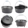 Portable Cast Iron Pot - Deep Thick Stew Pot for Camping Use